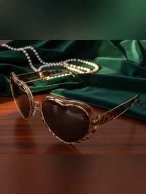 Heart-Shaped Sunglasses - Brown
